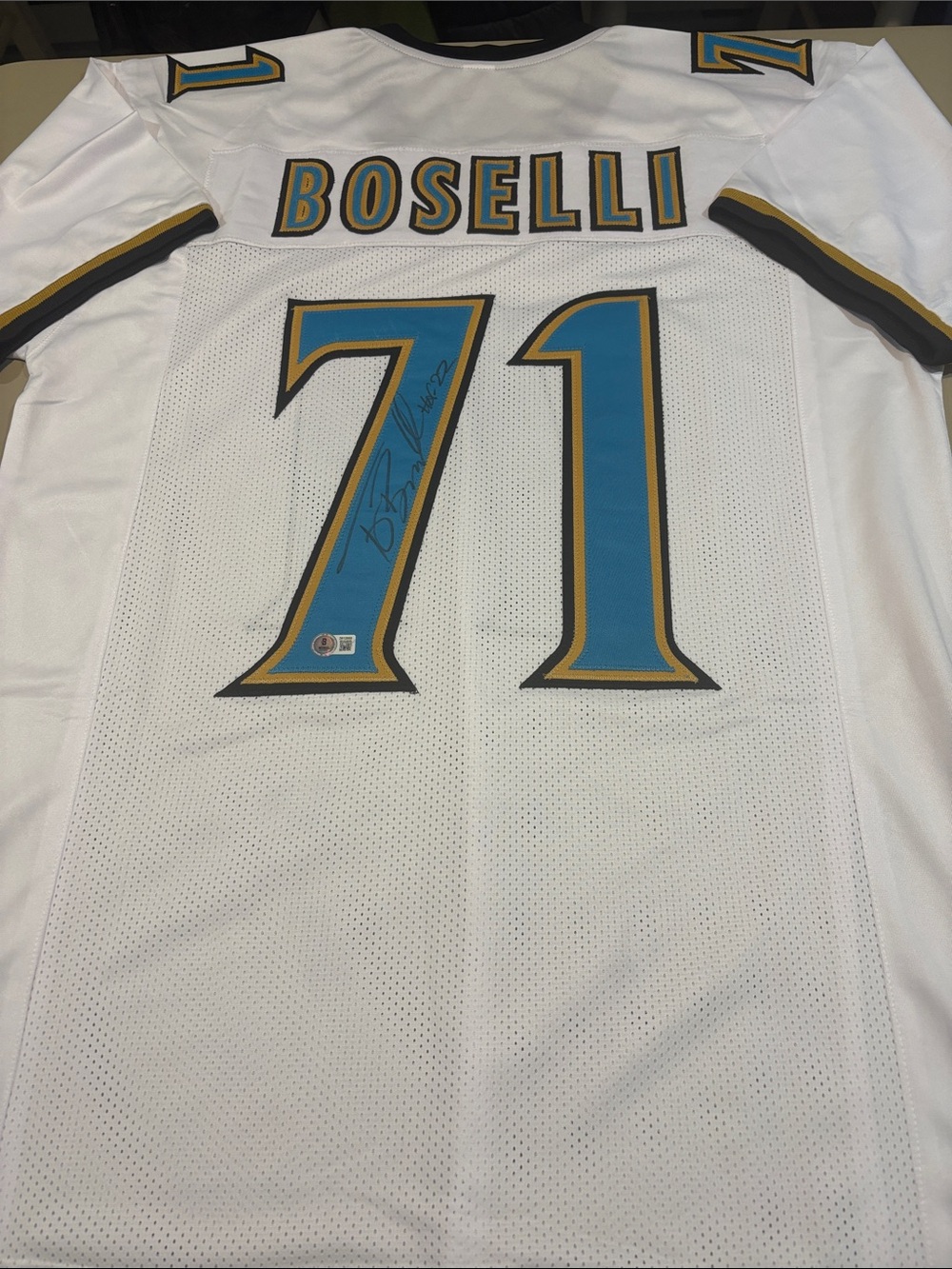 Tony Boselli Signed #71 HOF White Jacksonville Jaguars Football Jersey Size XL